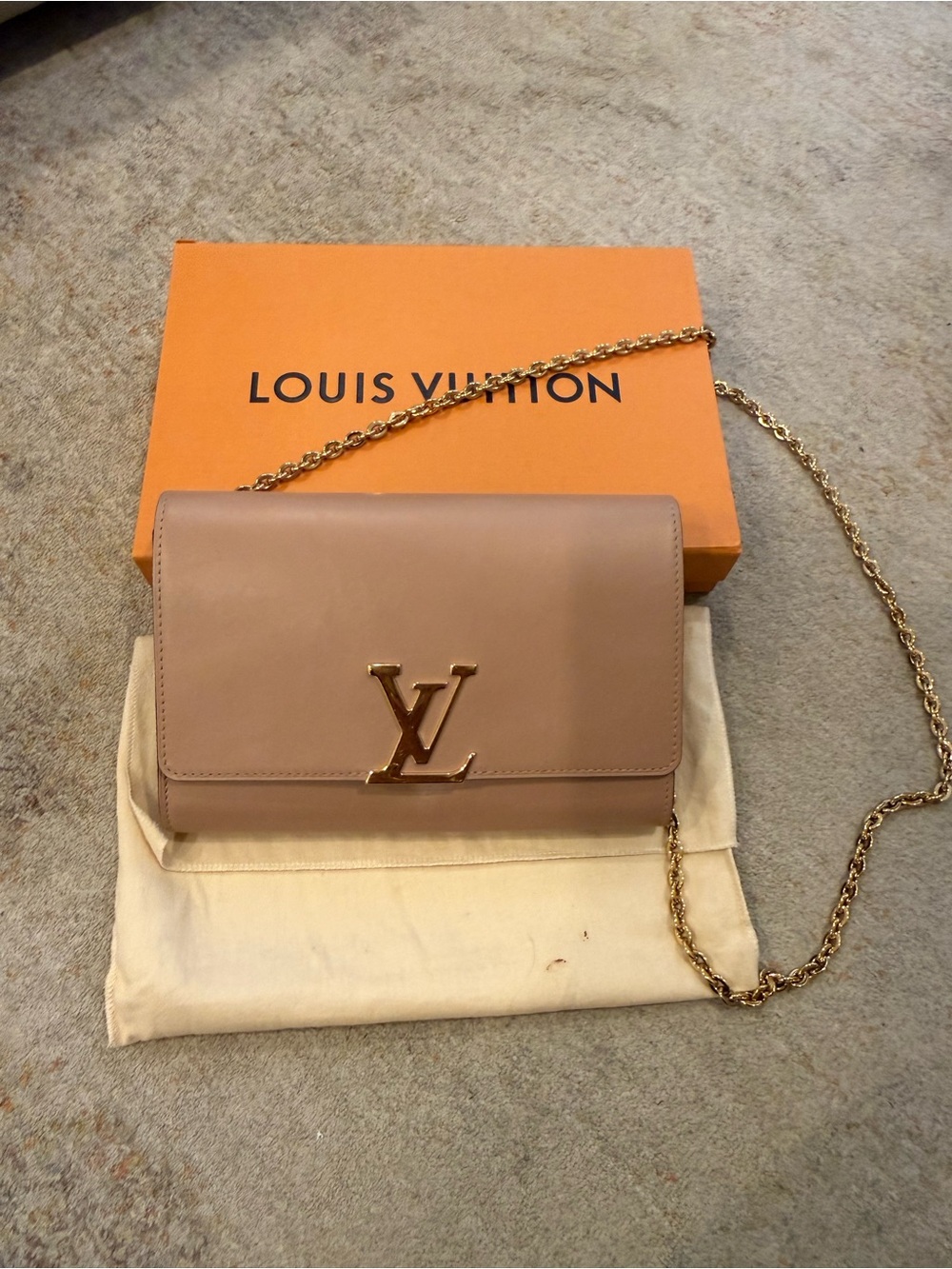 Louis Vuitton Blush Pink Leather Crossbody with Gold LV Hardware